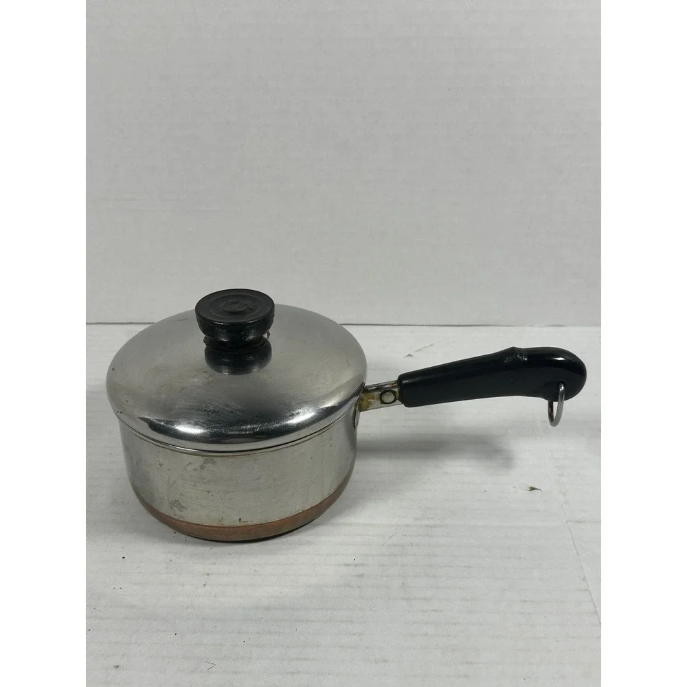 Revere Ware 1 Qt Saucepan with‎ Lid Copper Clad Bottom Stainless Steel 1801 USA